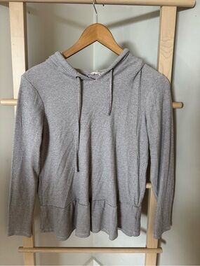 Oatmeal Hooded Waffle Knit Women's Top